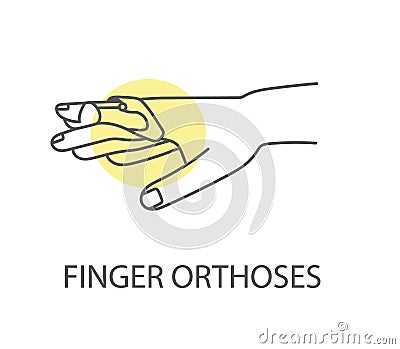 Finger orthosis, vector linear icon Vector Illustration