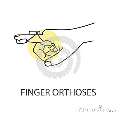 Finger orthosis, vector linear icon Vector Illustration