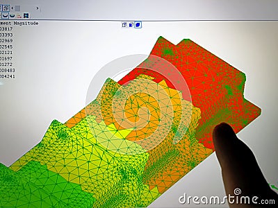 Computer Screen with Finite Element Analysis Result Editorial Stock Photo