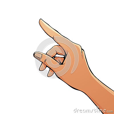 Finger pointing female hand. Vector Illustration