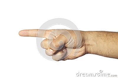 Finger pointing left Stock Photo