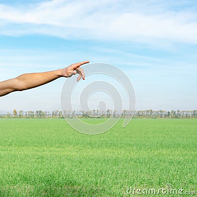 finger pointing out Stock Photo