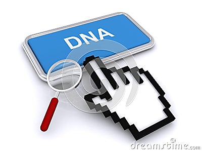 Finger pressing DNA button Cartoon Illustration