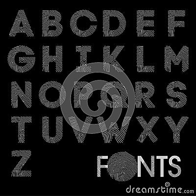 Finger print bold alphabet best font vector Vector Illustration