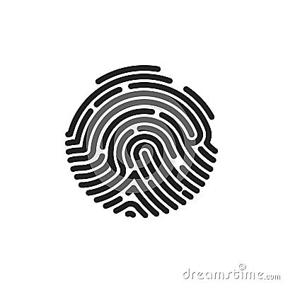 Finger print flat scan. Circle Fingerprint icon design for application. Vector illustration isolated on white background Vector Illustration