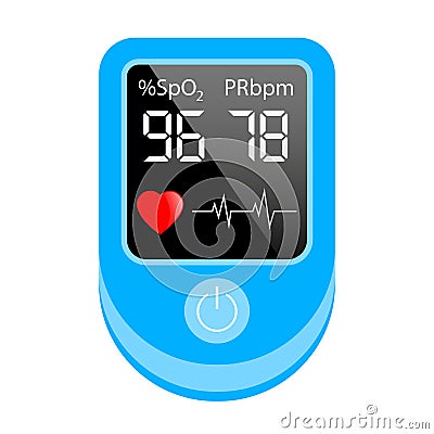 Finger pulse oximeter, oxygen saturation meter Vector Illustration