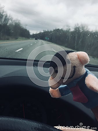 Finger puppet takes the road Stock Photo