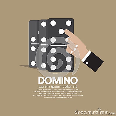 Finger Pushing To Domino Row Vector Illustration