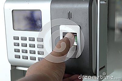 Finger scan security system Stock Photo