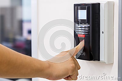 Finger scan for security system Stock Photo