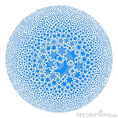 6-Finger Star Icon Round Cluster Collage Vector Illustration
