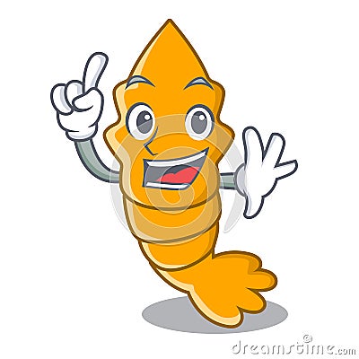 Finger steamed fresh raw shrimp on mascot cartoon Vector Illustration