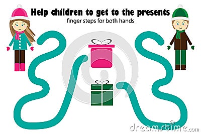 Finger steps for both hand, help children to get to present, simultaneous development of the right and left hemispheres of the Stock Photo