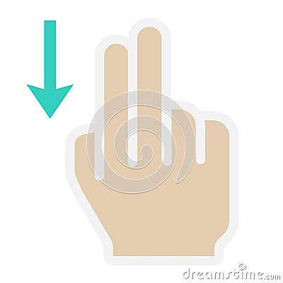 2 finger Swipe down flat icon, touch and gesture Vector Illustration