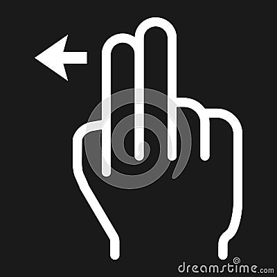 2 finger Swipe left line icon, touch and gesture Vector Illustration