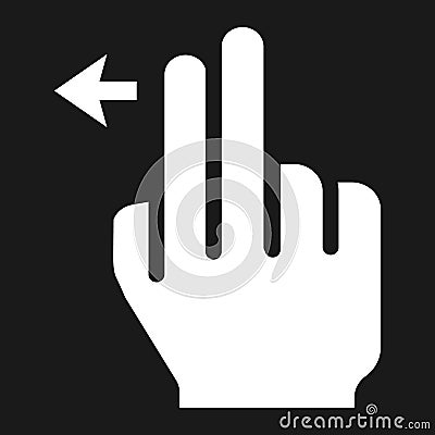 2 finger Swipe left solid icon, touch and gesture Vector Illustration