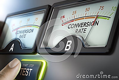 A B Testing or Split Test,Webpage Comparison and Optimization Stock Photo