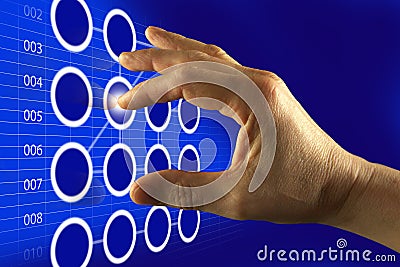 Finger Touching Digital Touch Screen Stock Photo