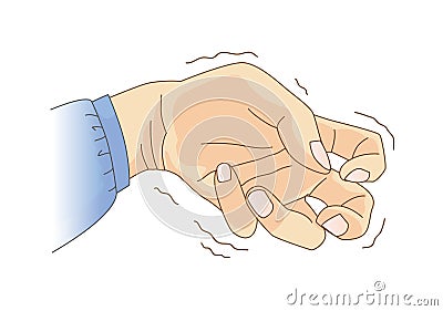 Finger and wrist bend and tremor symptom. Vector Illustration