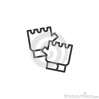 Fingerless sport gloves line icon Vector Illustration