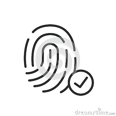 Fingerprint accepted, icon in line design. Fingerprint, accepted, biometric, authentication, security, access Vector Illustration