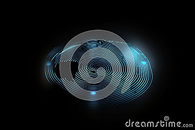 Fingerprint Authentication Button. Biometric Security Background Stock Photo