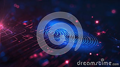 Fingerprint authentication button, glow Stock Photo