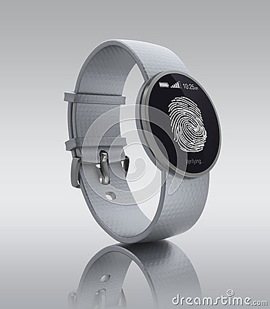 Fingerprint authentication in smartwatch Stock Photo