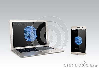 Fingerprint authentication system for mobile devices Stock Photo