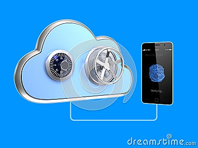 Fingerprint authentication system for smartphone and cloud computing Stock Photo