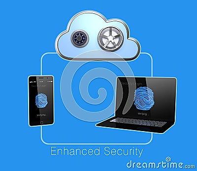 Fingerprint authentication system for smartphone and cloud computing Stock Photo