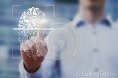Fingerprint authentification, web login authorization online, data security technology Stock Photo