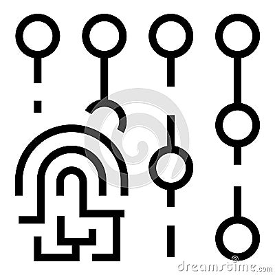 Fingerprint code icon outline vector. Access lock Vector Illustration