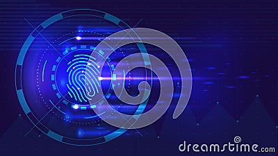 Fingerprint concept background. Modern electronic fingerprint scanner with code, ID card and password. Vector security Vector Illustration