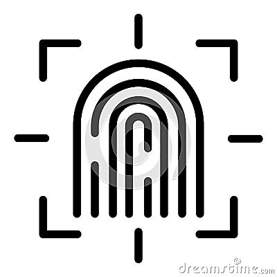 Fingerprint control icon, outline style Vector Illustration
