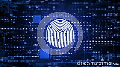 Fingerprint Cyber Security Technology Digital Data Protection Future Background. 3d rendering Stock Photo