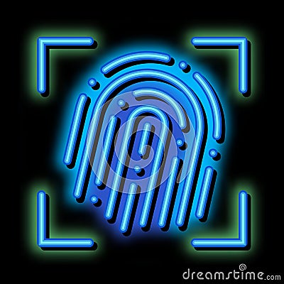 Fingerprint Dactylogram Scanner neon glow icon illustration Vector Illustration