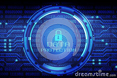 Fingerprint and data protection on digital screen Vector Illustration