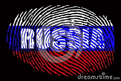 Fingerprint with the flag of Russia and the inscription `Russia` Stock Photo