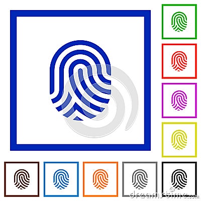 Fingerprint flat framed icons Stock Photo