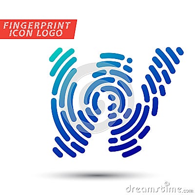 Fingerprint font logo icon Vector Illustration