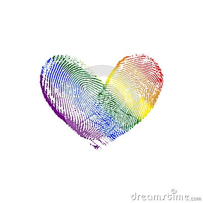 Fingerprint Heart Rainbow Diagonal & x28;right to left& x29; II Vector Illustration