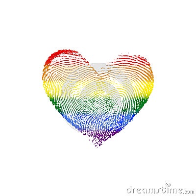 Fingerprint Heart Rainbow V Vector Illustration