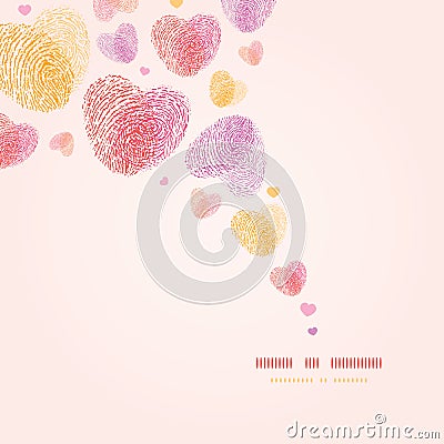 Fingerprint heart square corner romantic Vector Illustration