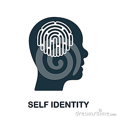 Fingerprint in Human Head, Self Identity Silhouette Icon. Mental Cognition Glyph Pictogram. Person Identification Solid Vector Illustration
