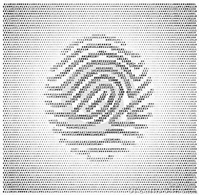 Fingerprint icon consist of binary code. Black and whiye vector Vector Illustration