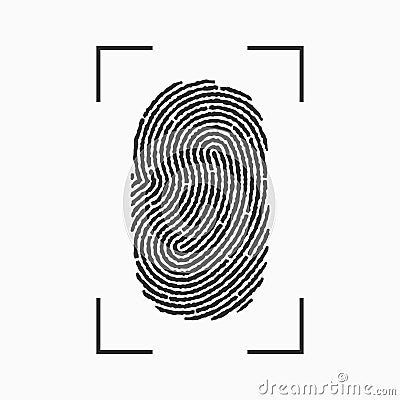 Fingerprint icon. Print of finger with frame isolated on white background. Vector Illustration