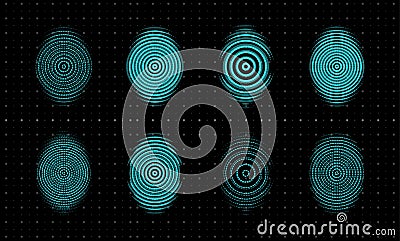 Fingerprint icons set. Biometric security, thumbprint, finger scanner. Innovate tech logo template. Concept design for Vector Illustration