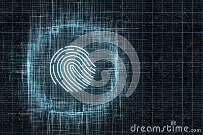 Fingerprint identification concept, technological background, 3d rendering Stock Photo