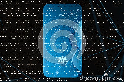 Fingerprint identification concept, technological background, 3d rendering Stock Photo